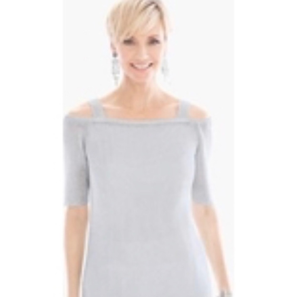 Chico’s Travelers Cold shoulder 3/4top Silver 2